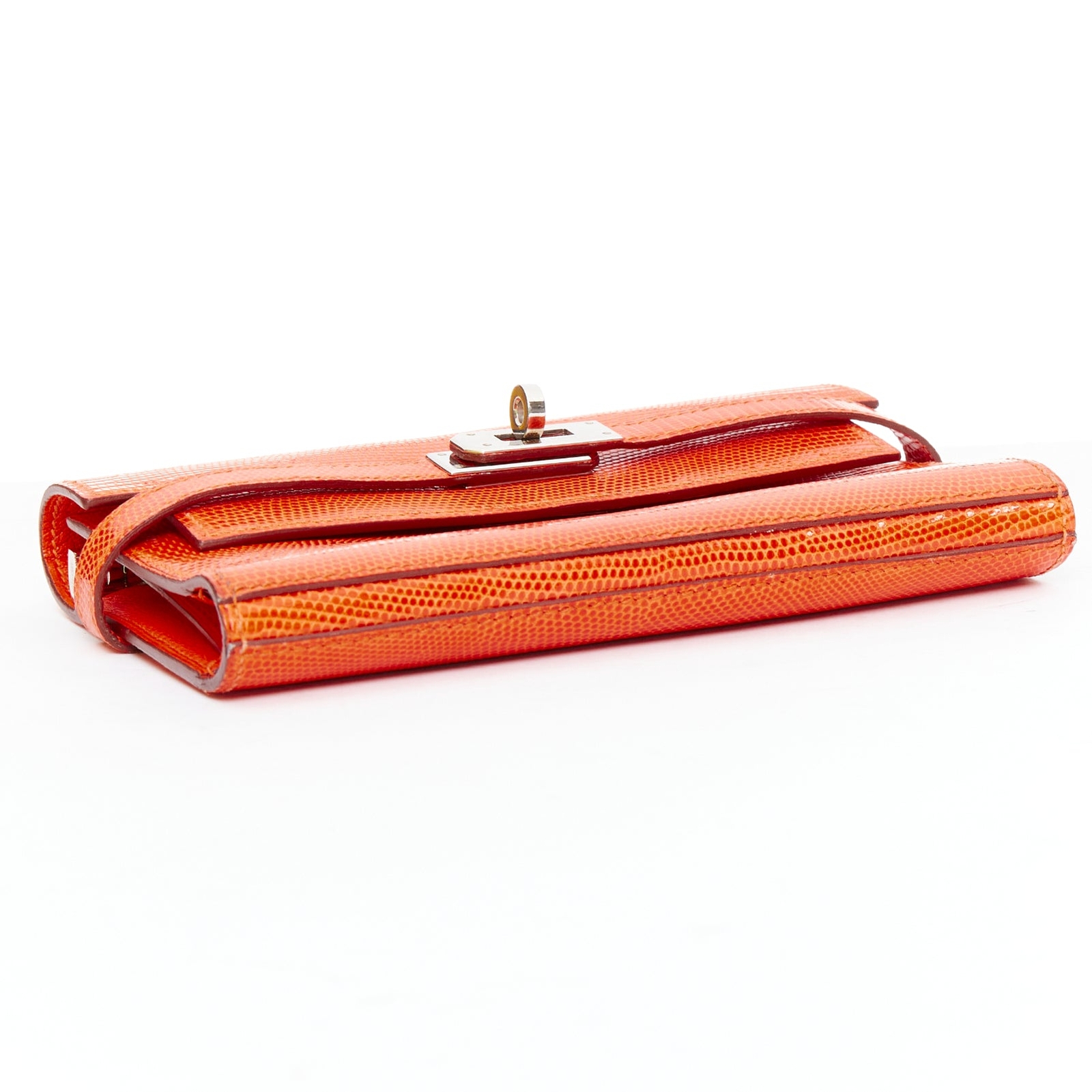 HERMES Kelly Short orange shiny liz leather PHW classic
