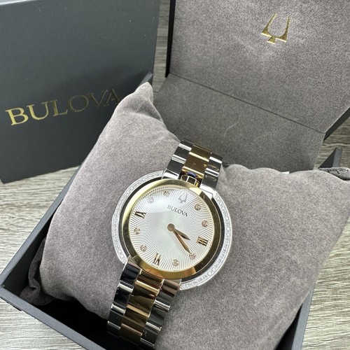 Pre-owned Bulova New✅50 Diamonds✅  Rubaiyat Silver Rose Gold Steel Watch 35mm 98r247 $995