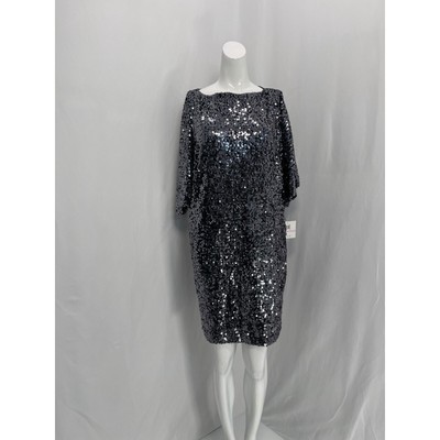 Donna Morgan Women Black Sequin 3 /4 Sleeve Tunic Party Formal Dress Size 6 NWT