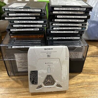 Sony MD Walkman MZ-E33,  Tested and Good Condition W/ 38 Minidiscs HTF