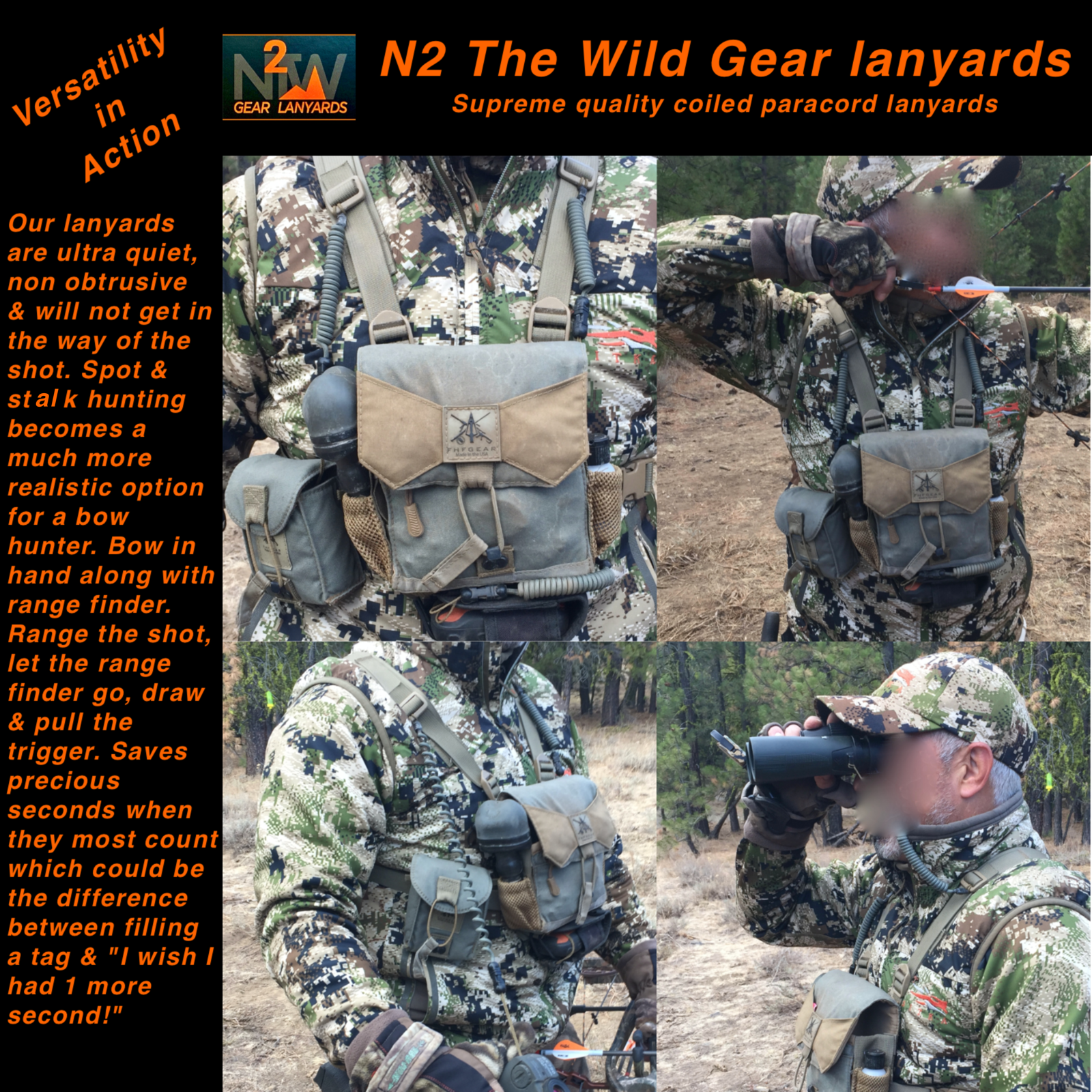 Alaska Guide Creations (AGC) Bino Harness Specific "LANYARDS" (2 colors) 