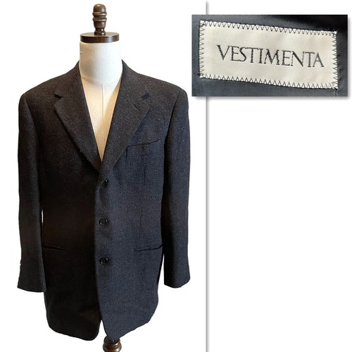 VESTIMENTA SPA ARMANI Suit Jacket Blazer Tweed Black Blue