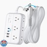 NTONPOWER 2 Prong Power Strip, 1875W/15A 2 Prong to 3 Prong Outlet Adapter, Surge Protector Power Strip with 4 USB Ports(2 USB C), 5 FT Rotating Flat Plug Extension Cord for Old House, Wall Mount