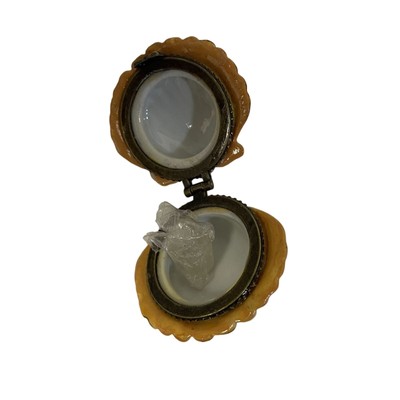 Hinged Trinket Jewelry Box Keepsake Clam Ceramic 3''