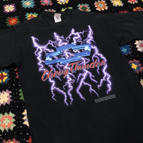 Vintage Chevy Thunder GM 90s Purple Lightening Black Large Shirt