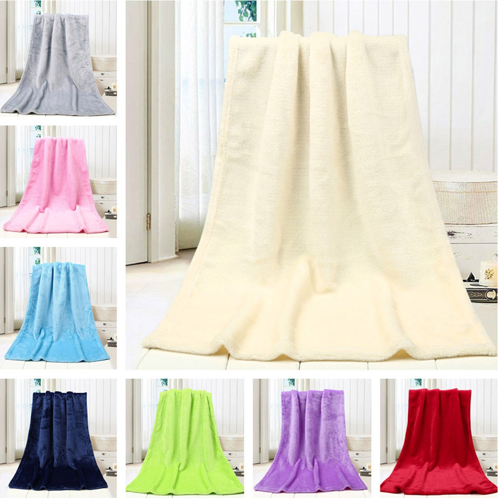 Solid Soft Kid Throw Plush Blanket Warm Blankets Flannel Bla