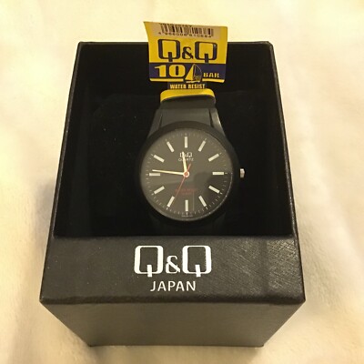 Men's Watch Q&Q Quartz 10 Bar Water Resistance NIB NEW Black