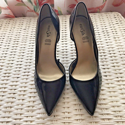 East 5th 'Carly' Black Faux Patent D'Orsay Pump Heels Women's Size 10