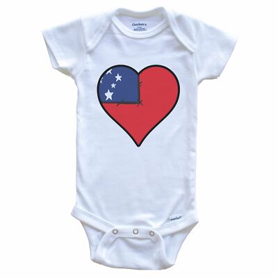 Samoa Heart Samoan Flag Baby Bodysuit