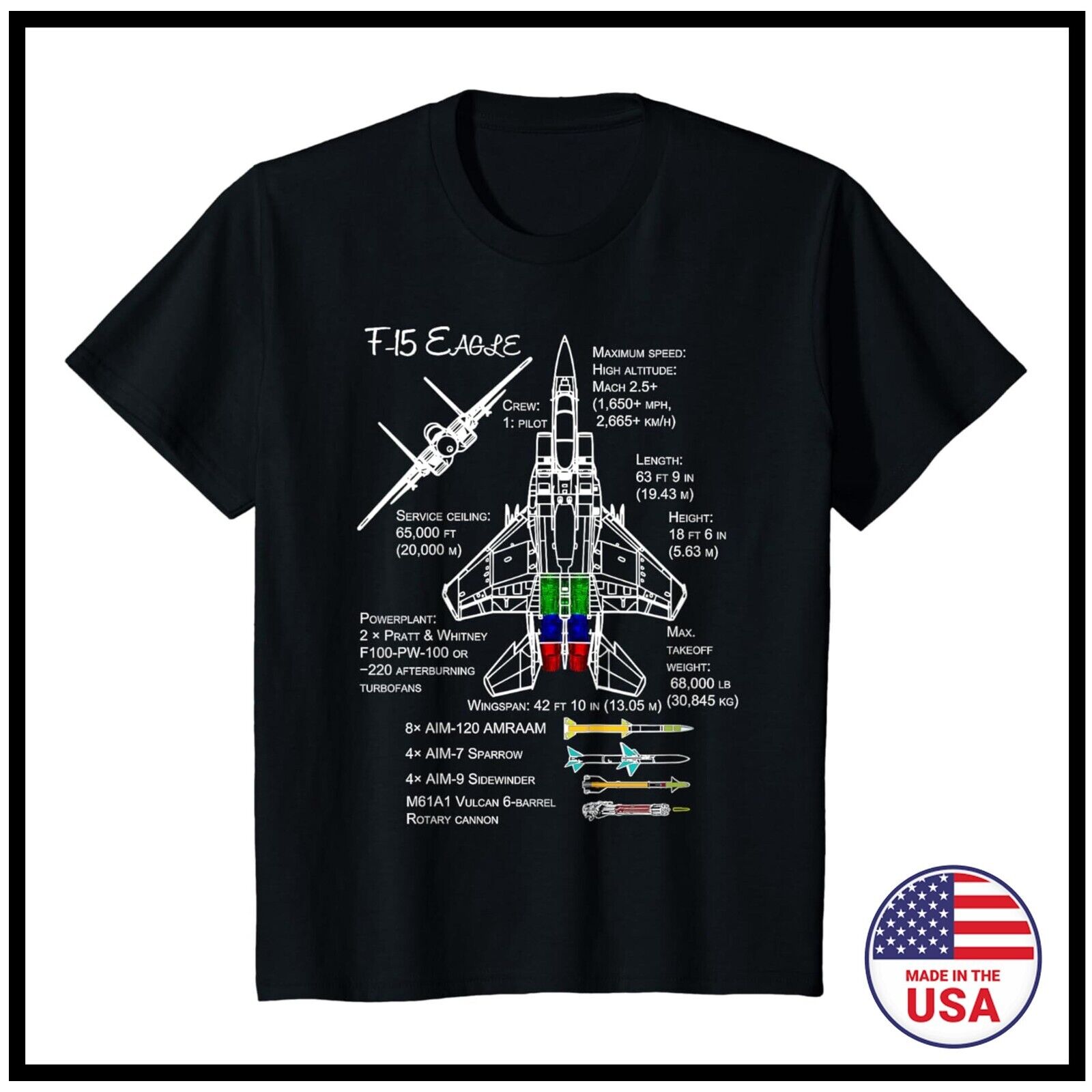 F-15 Eagle Fighter Jet Diagram For Pilot Or Crew T-Shirt F-15 Eagle Fighter Jet Diagram For Pilot Or Crew T-Shirt