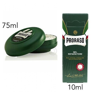 Proraso Shaving Soap Eucalyptus Menthol Bowl 75ml & Styptic Gel 10ml Razor Cuts