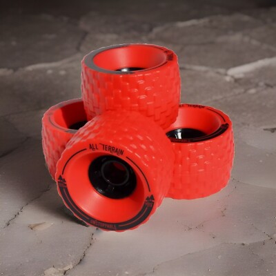 4 X MBS All-Terrain Skateboard Wheels Red 100mm