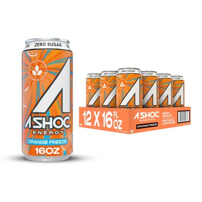 A SHOC Orange Freeze Energy Drink Hyper Functional Refreshing Orange Flavor