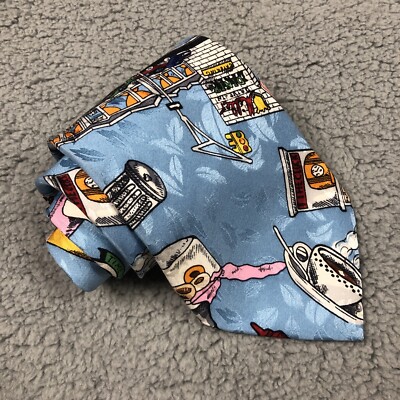 Vtg 1992 Nicole Miller Max's Diner Mens Neck Tie 100% Silk