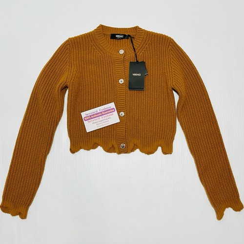 Pre-owned Versace Brown Wool Knit Cardigan Sweater Distressed Hem It 38/ Us 2 $1,450