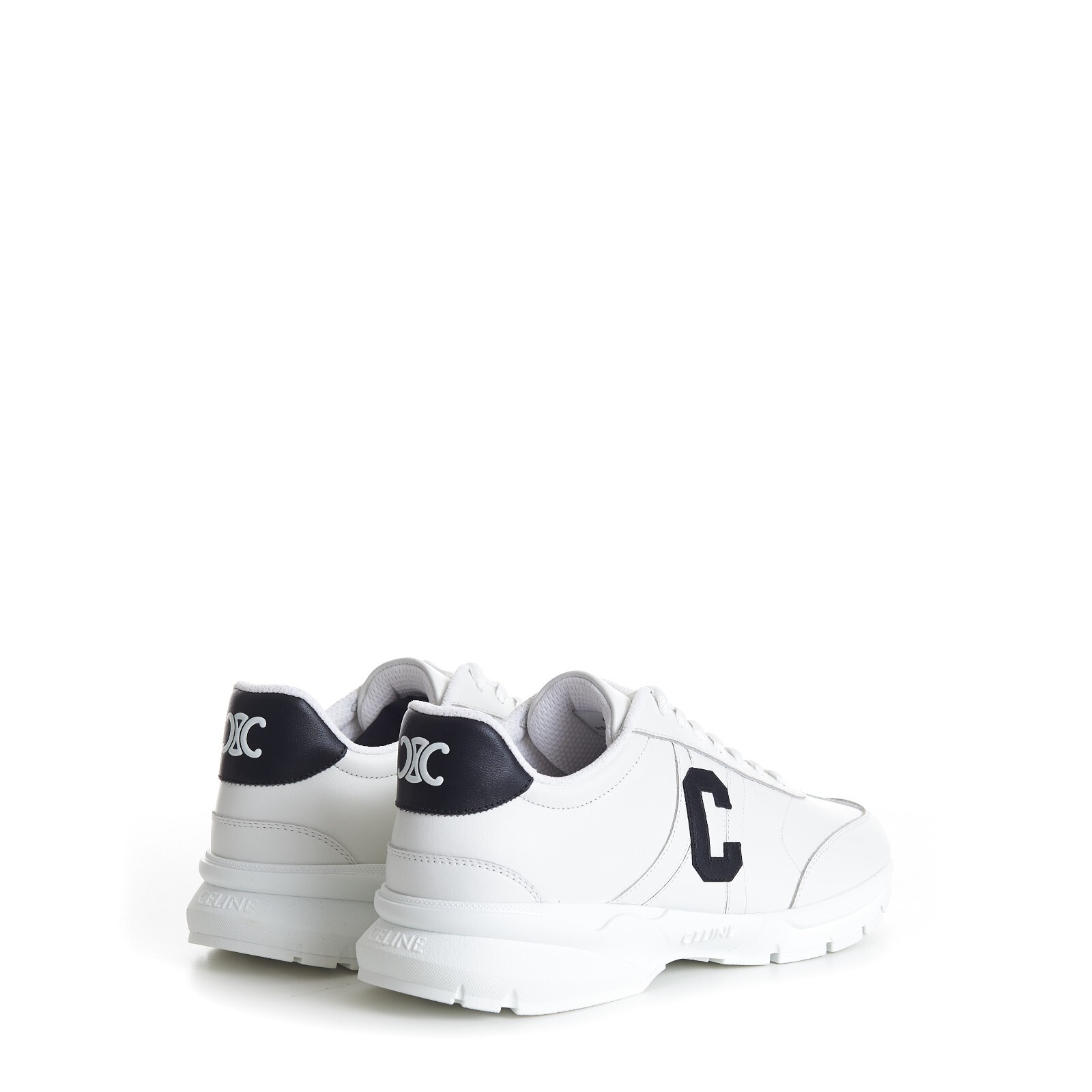 Pre-owned Celine 1100$ Men's Cr-02 Low Lace-up "c" Sneaker / Runner - White Calfskin