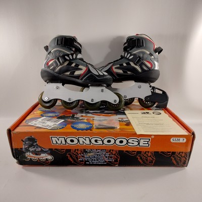 Mongoose ABEC 5 Inline Skates Roller Blades Mens Size 7 Black Gray Red With Box