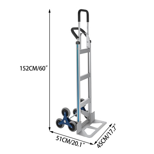 2 IN 1 Stair Climbing Hand Truck Heavy Duty 650lbs Aluminum Cart Dolly W/ Wheels