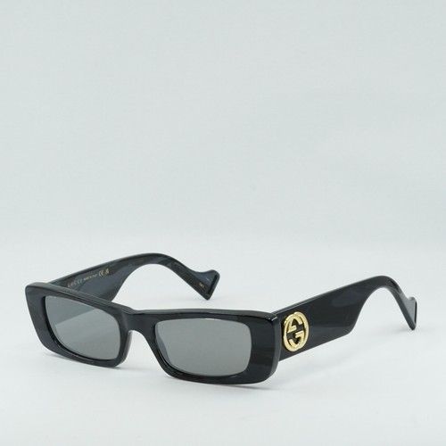 Pre-owned Gucci Gg0516s 013 Black Havana/silver Mirror 52-20-145 Sunglasses