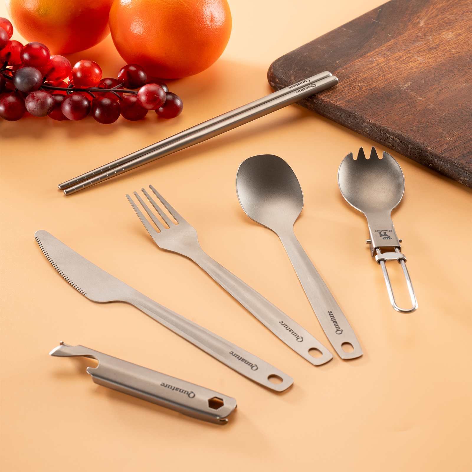 Qunature Outdoor Camping Portable Cutlery 2/4/6 Piece Set with Bag_voghion.com