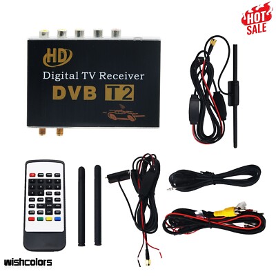 Dual Antenna DVB-T2 Digital TV Receiver Tuner HD Mobile Car TV Box USB HDMI