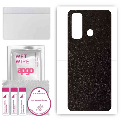 apgo Back Skin Wrap Sticker for Tecno Spark 7 P, Black Leather