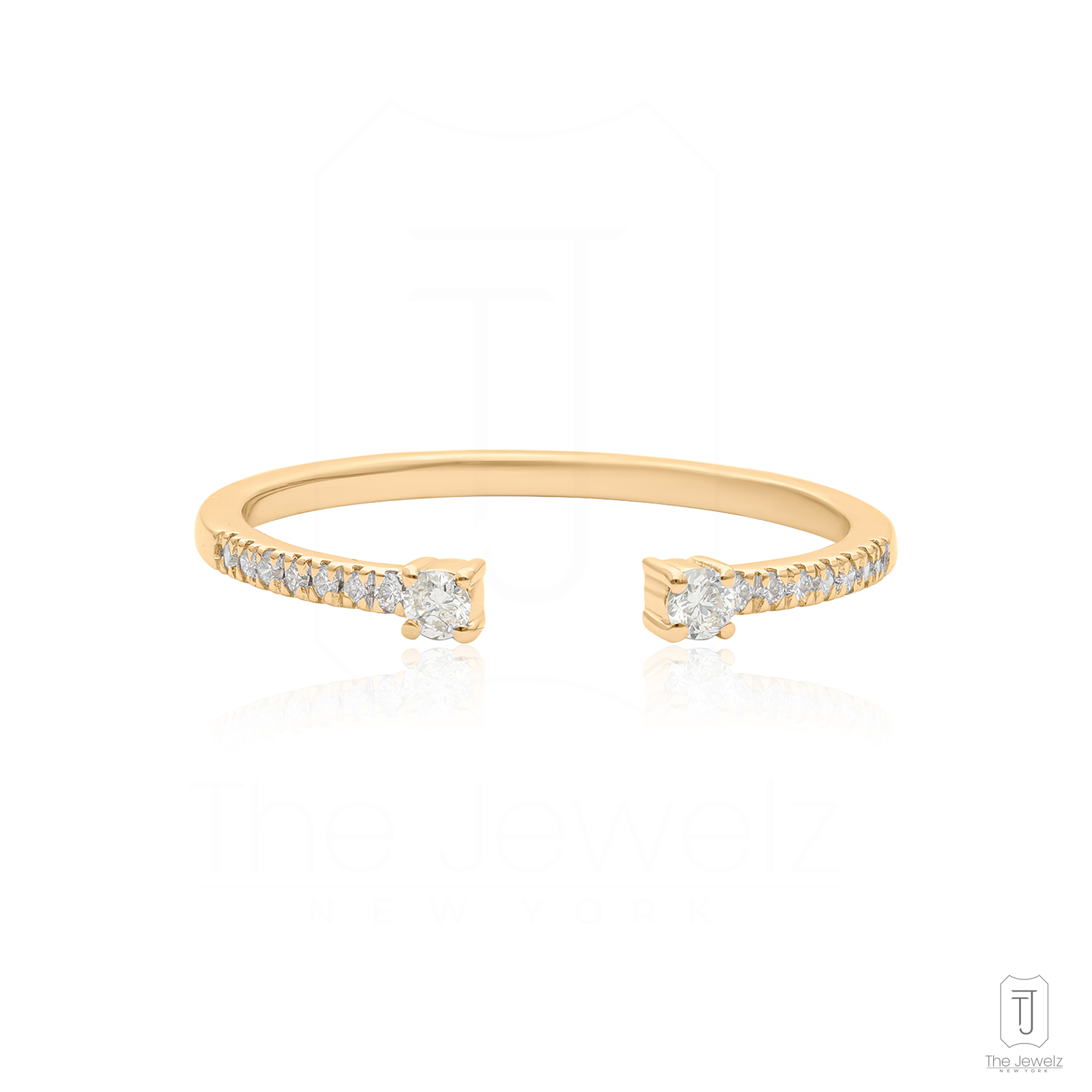 VS/F-G Diamond 14K Gold Women Open Cuff Wedding Band  Ring- The Jewelz
