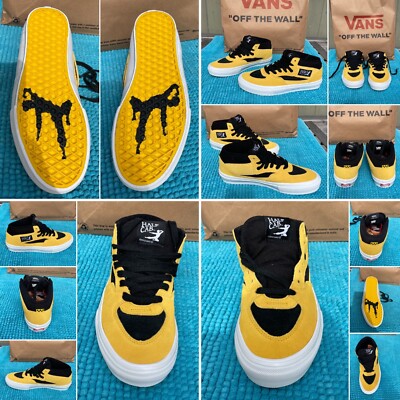 VANS Bruce Lee GAME OF DEATH Black & Yellow SKATE HALF CAB Size US 8.5 Shoes NEW