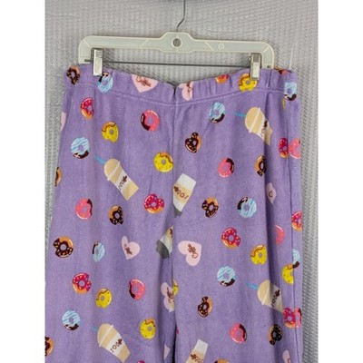 Bobbie Brooks Sleepwear 1X Purple Coffee and Donuts Plush Pajama Pants Womens
