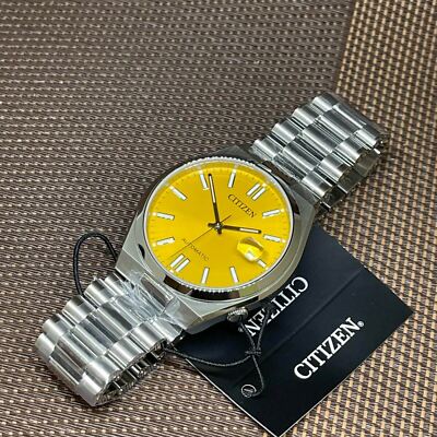 Pre-owned Citizen Nj0150-81z Automatic Stainless Steel Yellow Analog Men's Dress Watch