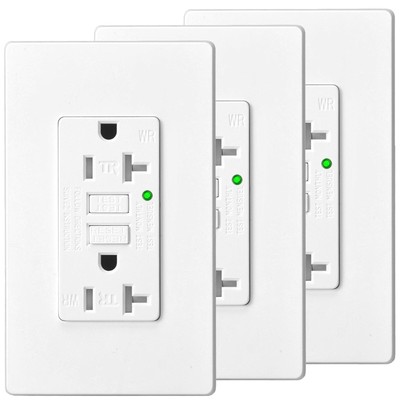 20A Amp GFCI Outlet Self Test GFI Receptacle Tamper Resistant WR for Kitchen × 3