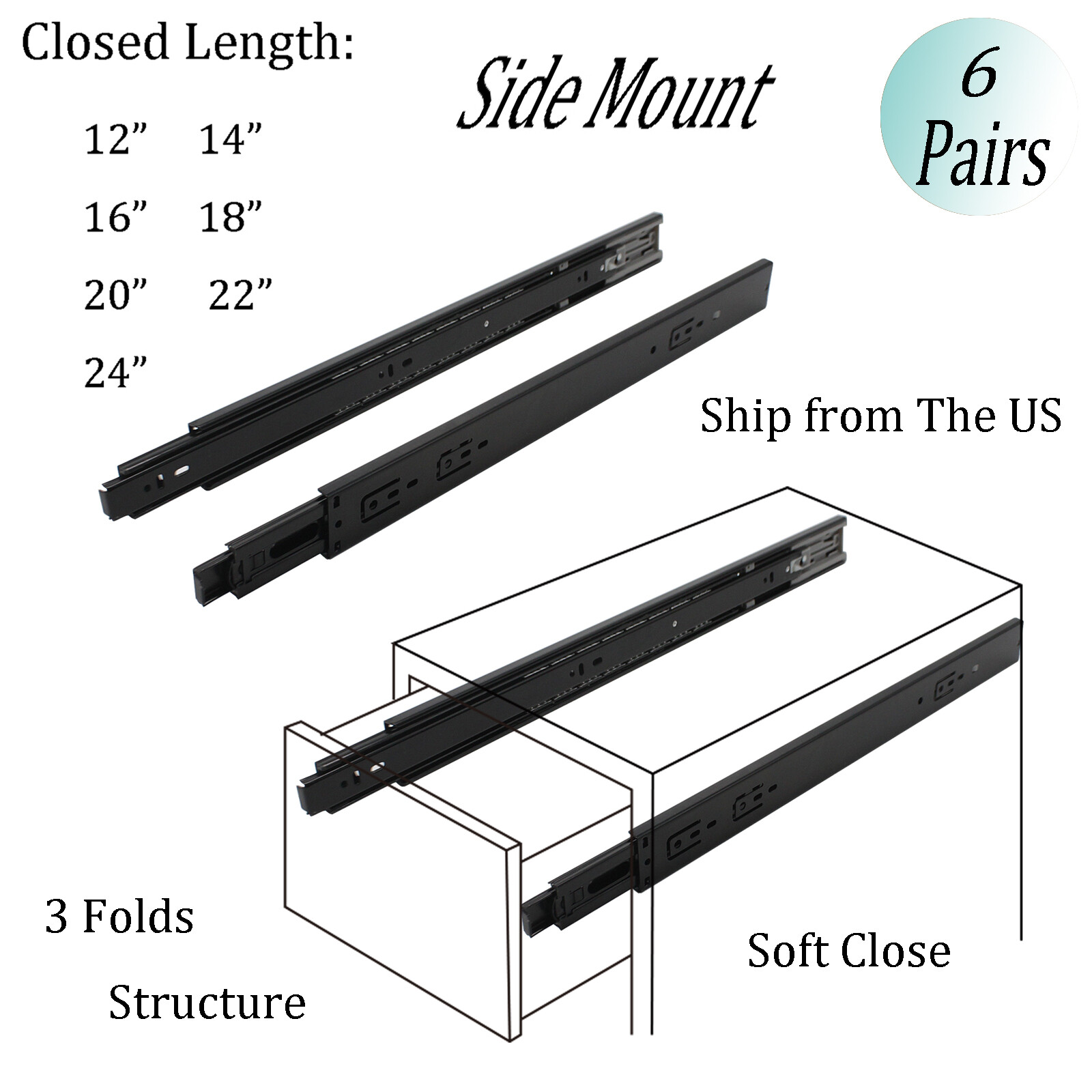 Cabinet Hardware 2 Pairs Of 16 Inch Hardware 3 Section Soft Close