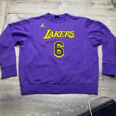 Jordan Sweatshirt Lakers LeBron James 6 Mens Large Purple Cotton DN4718-504 NBA