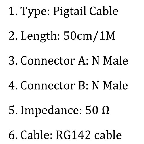 1Pcs N Male to N Male Plug Crimp Jumper Pigtail Coax Cable RG142 Wireless 50cm G