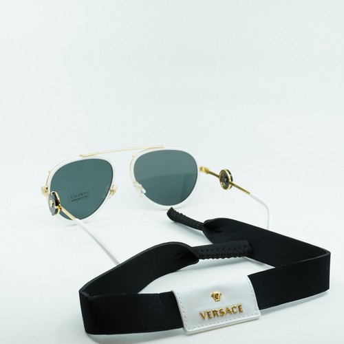 Pre-owned Versace Ve2232 147187 White/grey 61-18-145 Sunglasses In Gray
