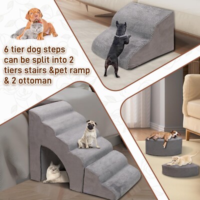 Foam Dog Stairs & Steps Ramps for High Beds 25-30 inches High Tall, LitaiL 6 ...