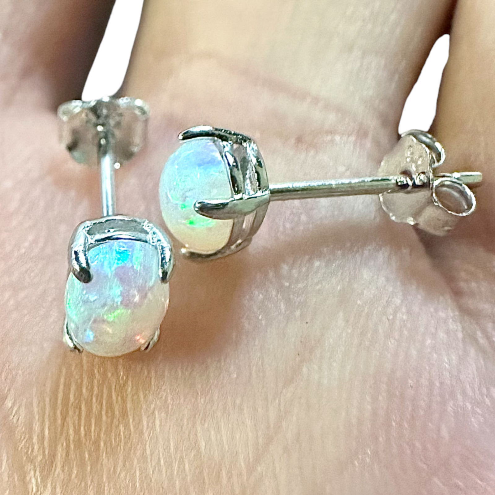 925 Sterling Silver Opal Stud Earrings For Women Fire Opal Earrings 925 Silver