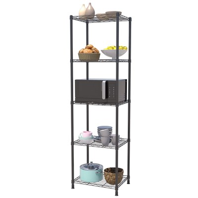 5 Tier Fixed Layer Spacing Storage Shelf Metal Storage Rack Wire Shelving Uni...