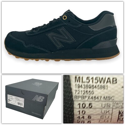 New Balance 515 V1 Black/ Gum Suede Sneakers Men’s Shoe ML515WAB - US 10.5