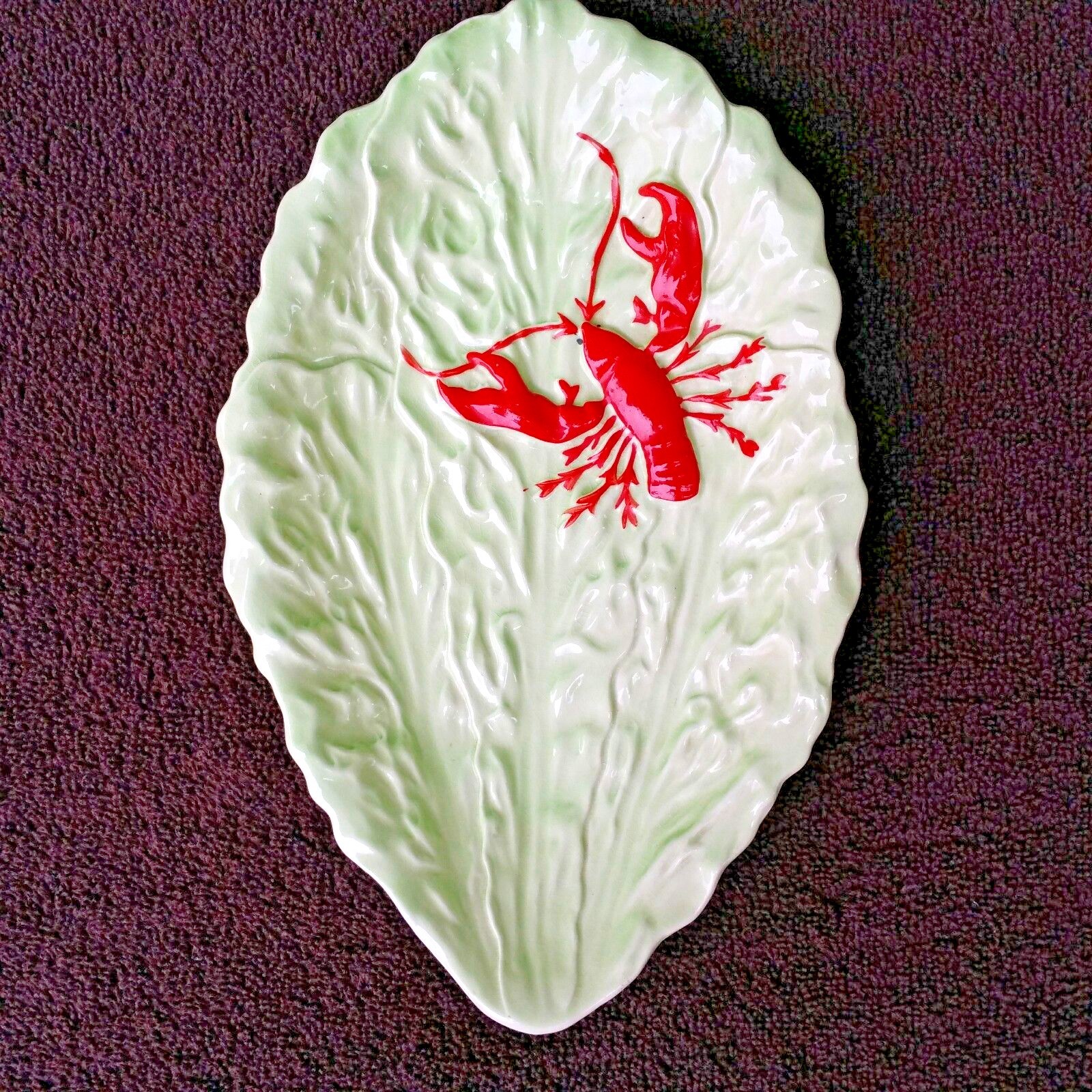 Vtg Carlton Ware Lobster Plate Lettuce Cabbage Leaf Salad Dessert Lunch England