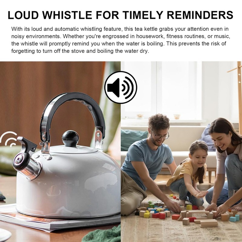 Tea Kettles Stovetop Whistling 3L Food Grade Stainless Steel Tea Pot for Stove
