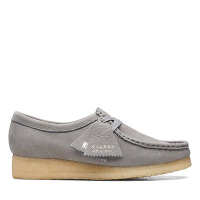 Clarks Wallabee 26169921 Женские серые кожаные оксфорды и повседневная обувь на шнуровке