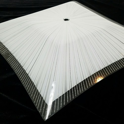 MCM Square Starburst Glass Light Shade Cover Ceiling Center Mount Silver Glitter