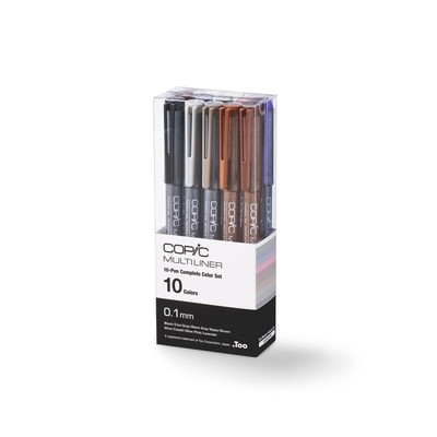 Copic Multiliner Set, 10-Pen Complete Color Set - 0.3mm, Water-based pigment ...