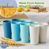 Hlukana Wheat Straw Cups Set of 8, 20 oz Unbreakable Drinking, Chip Resistant, Reusable Water Set, Large for Kitchen, Camping, BPA Free Cups, Dishwasher and Microwave Safe Tumbler