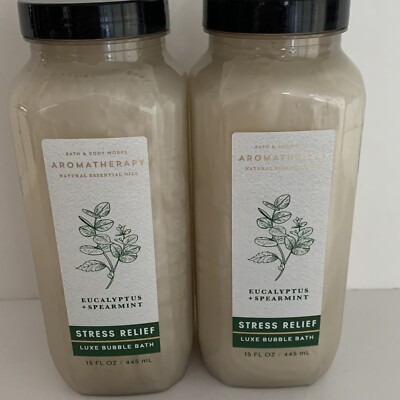 Bath & Body Works Aromatherapy Eucalyptus Spearmint Luxe Bubble Bath 15 oz X 2