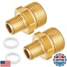 Boltigen M22 x 1/4NPT Pressure Washer Adapter, 2PCS Brass Hex Nipple Power Washer Coupler, 1/4NPT Female to M22-14 Male Brass Fitting，4800PSI…