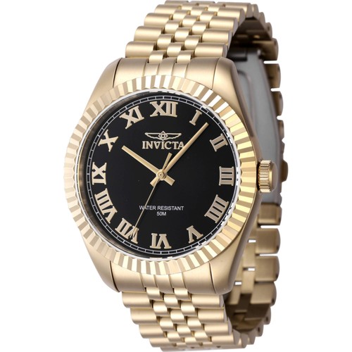 Invicta Men's Watch Specialty Black Dial Yellow Gold Steel Bracelet Quartz 47405