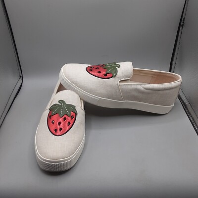 Katy Perry The Kerry Strawberry Slip-on Women's 7M Beige Canvas