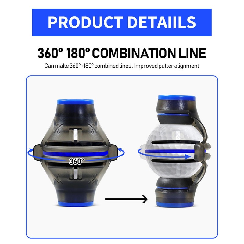 3-Line Golf Ball Marker Line Drawing Alignment Tool Kit with 2 Marker Pen